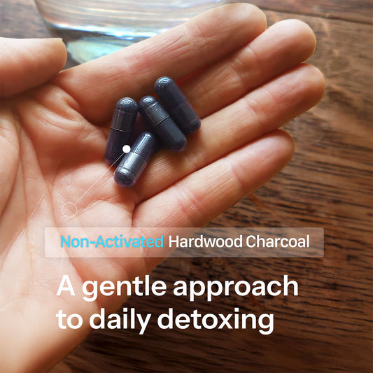 Non-Activated Hardwood Charcoal Capsules - Digestive & Daily Detox Support