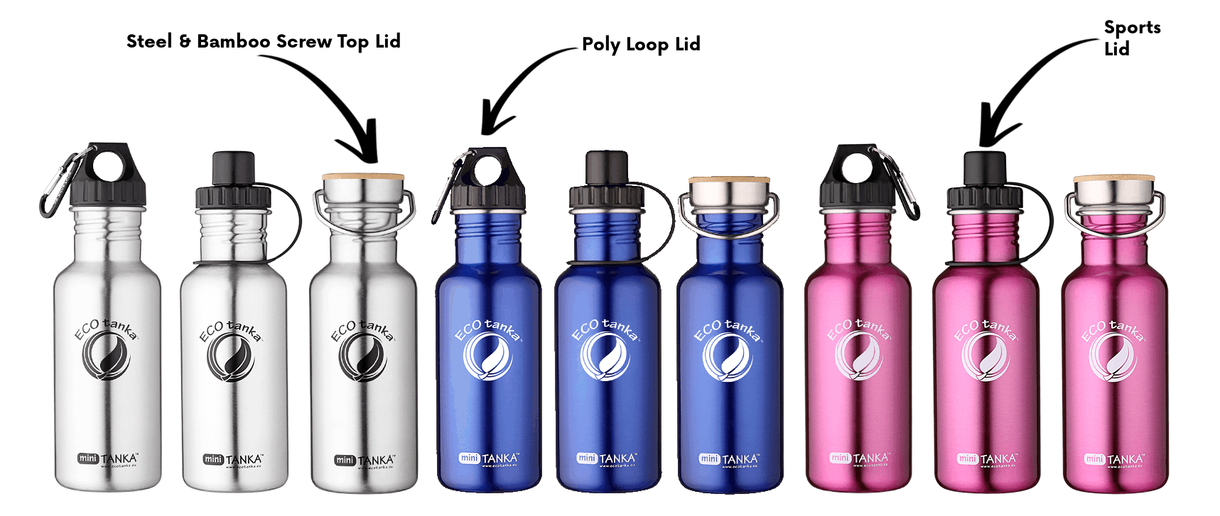 600ml ECOtanka™ Single Wall Reusable Bottles, stainless steel, eco friendly