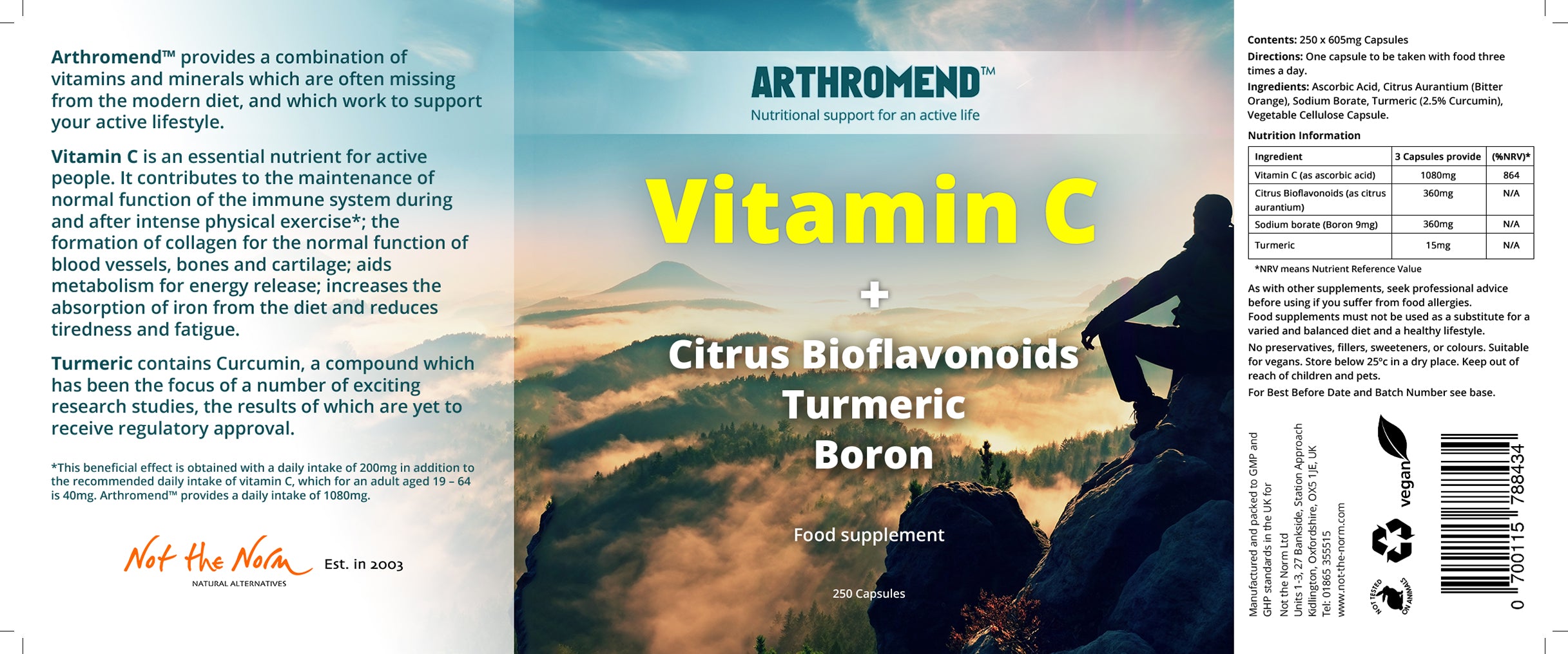 Arthromend™ - Vitamin C with Bioflavonoids, Turmeric & Boron joint supplement, arthritis, joint support, inflammation
