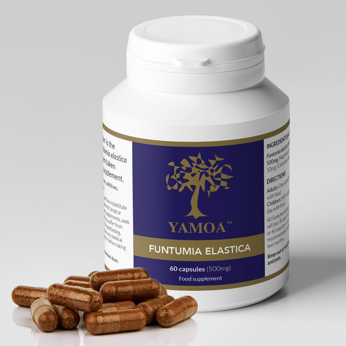 Yamoa™ Funtumia elastica, Not the Norm, Supplement, Respiratory health, Asthma, Hayfever, Healing, powder, 60 capsules, 120 capsules, 100% plant based